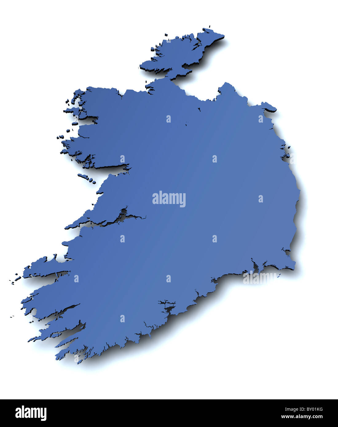 3d rendered blank map of Ireland Stock Photo