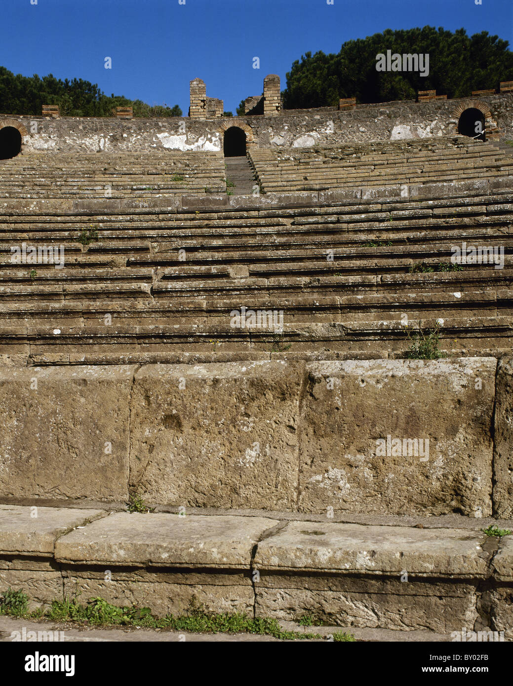 Roman Art. Amphitheater. Built in the year 80 b.C.. Bleachers. Detail ...