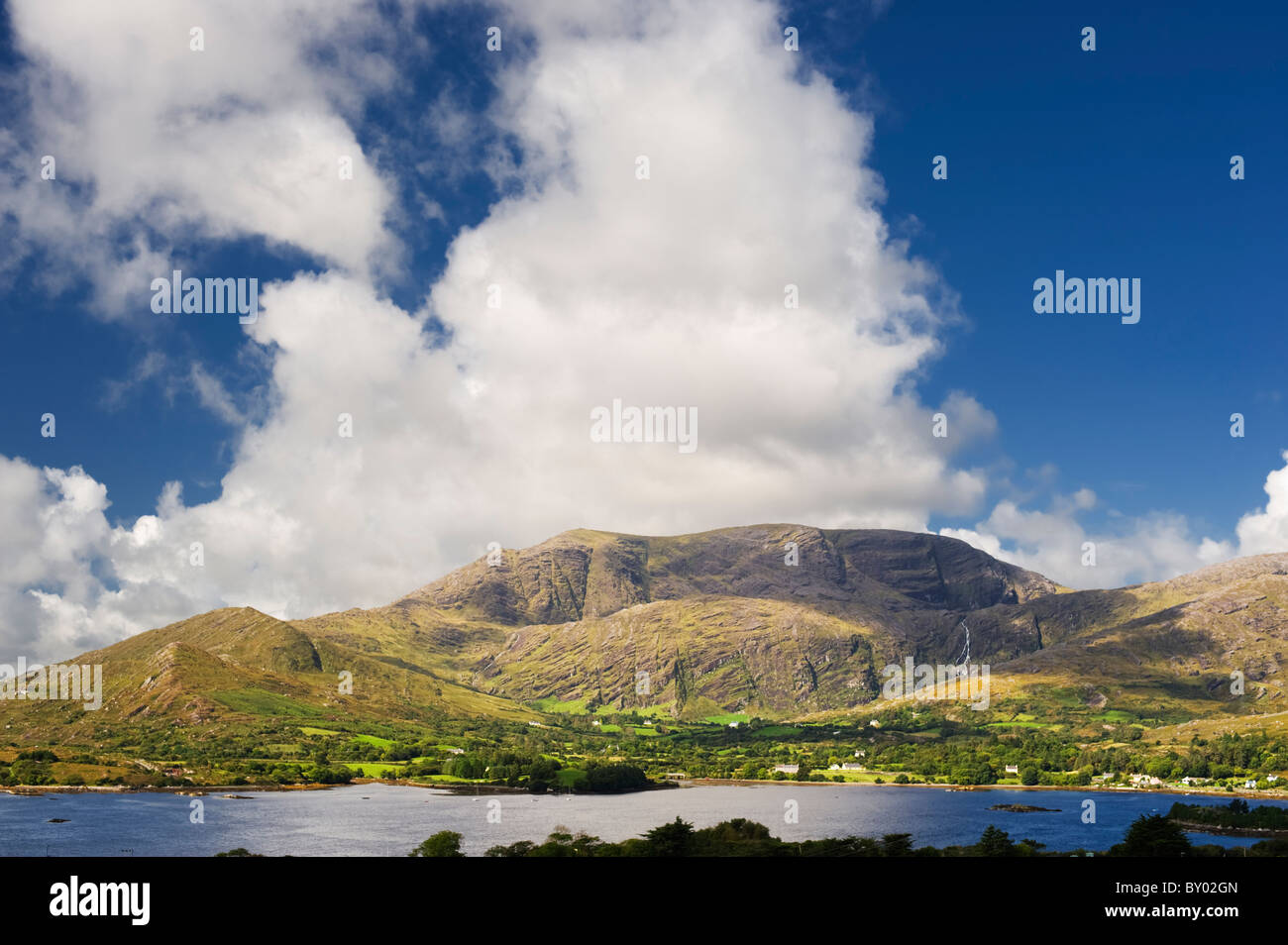 View over Bantry Bay to Hungry Hill, Adrigole, Beara, County Cork, Ireland Stock Photo