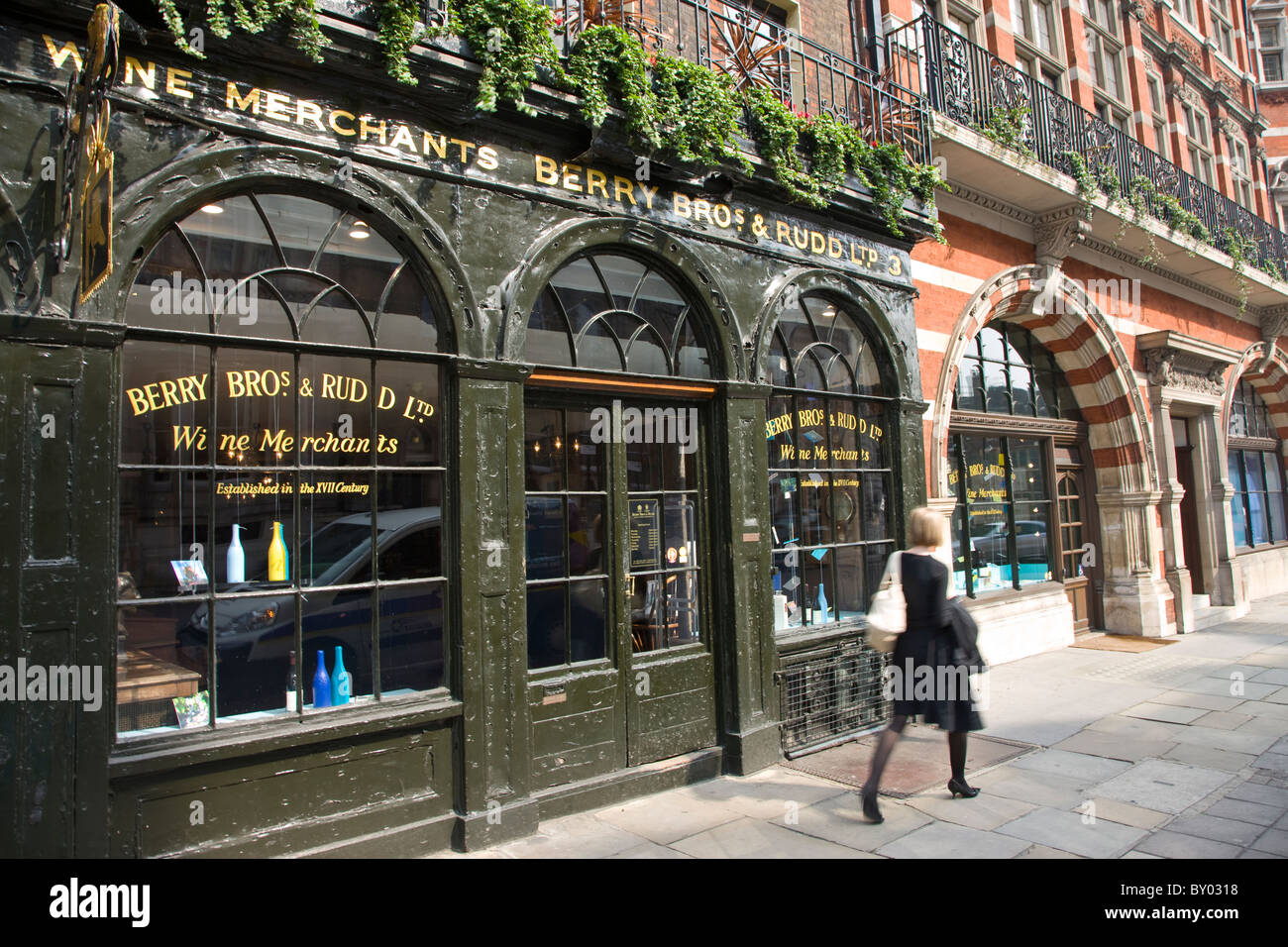 Berry Bros and Rudd wine shop front on St James Street SW1 near Piccadilly in London Stock Photo
