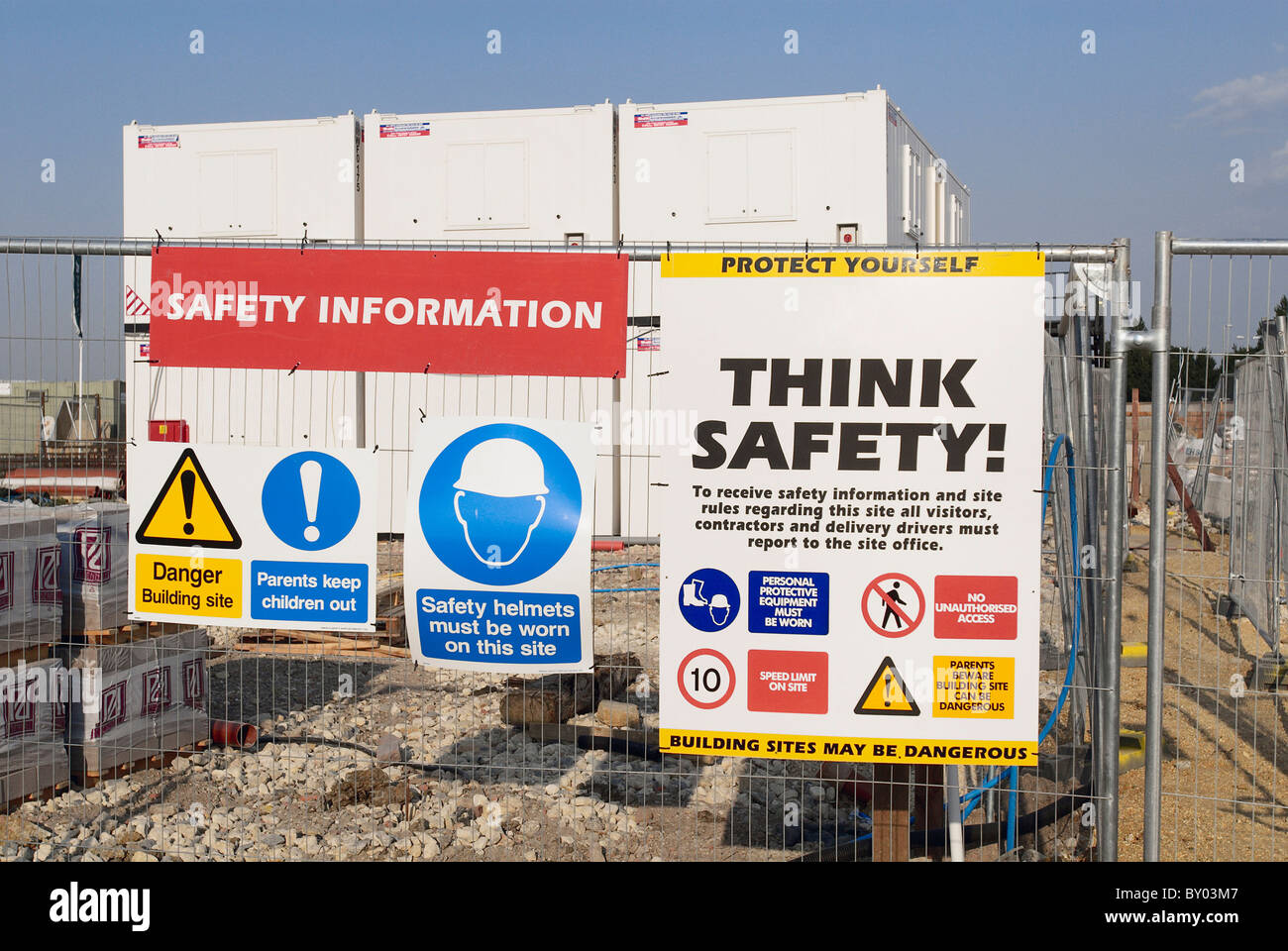 Safety Signs at Construction Site UK Stock Photo: 33808999 ...
