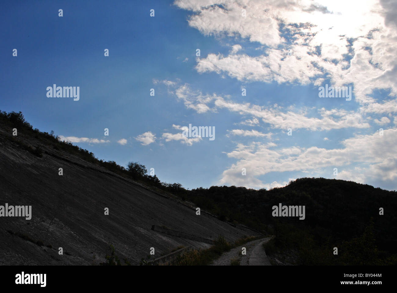 blue sky with white clouds and black Stock Photo - Alamy