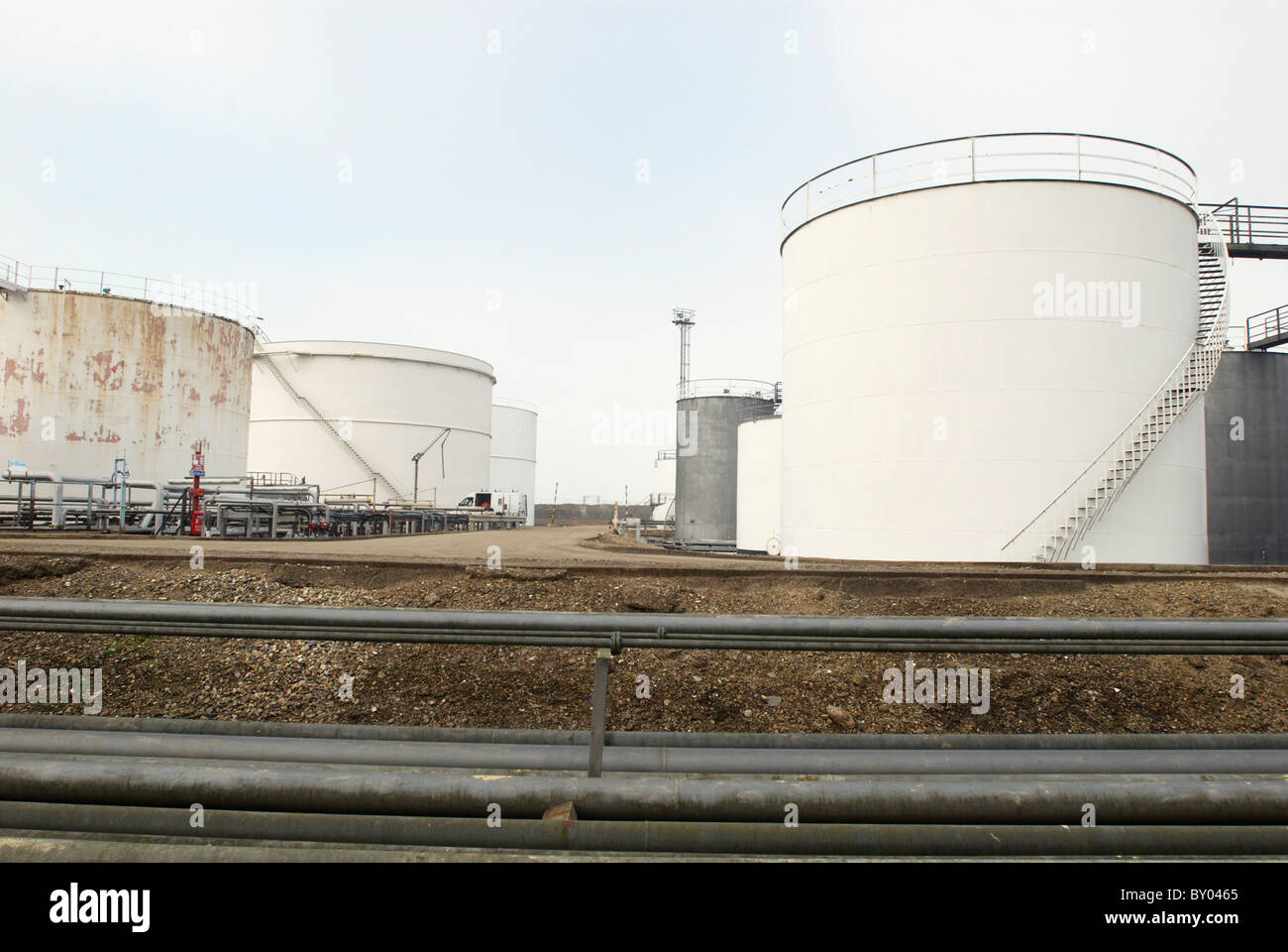 Petroleum storage tanks at Harwich Refinery Suffolk UK Stock Photo Alamy