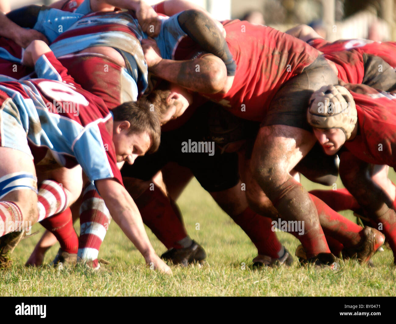 Scum, Amateur rugby match Bude RFC Versus Exeter Saracens, UK Stock Photo