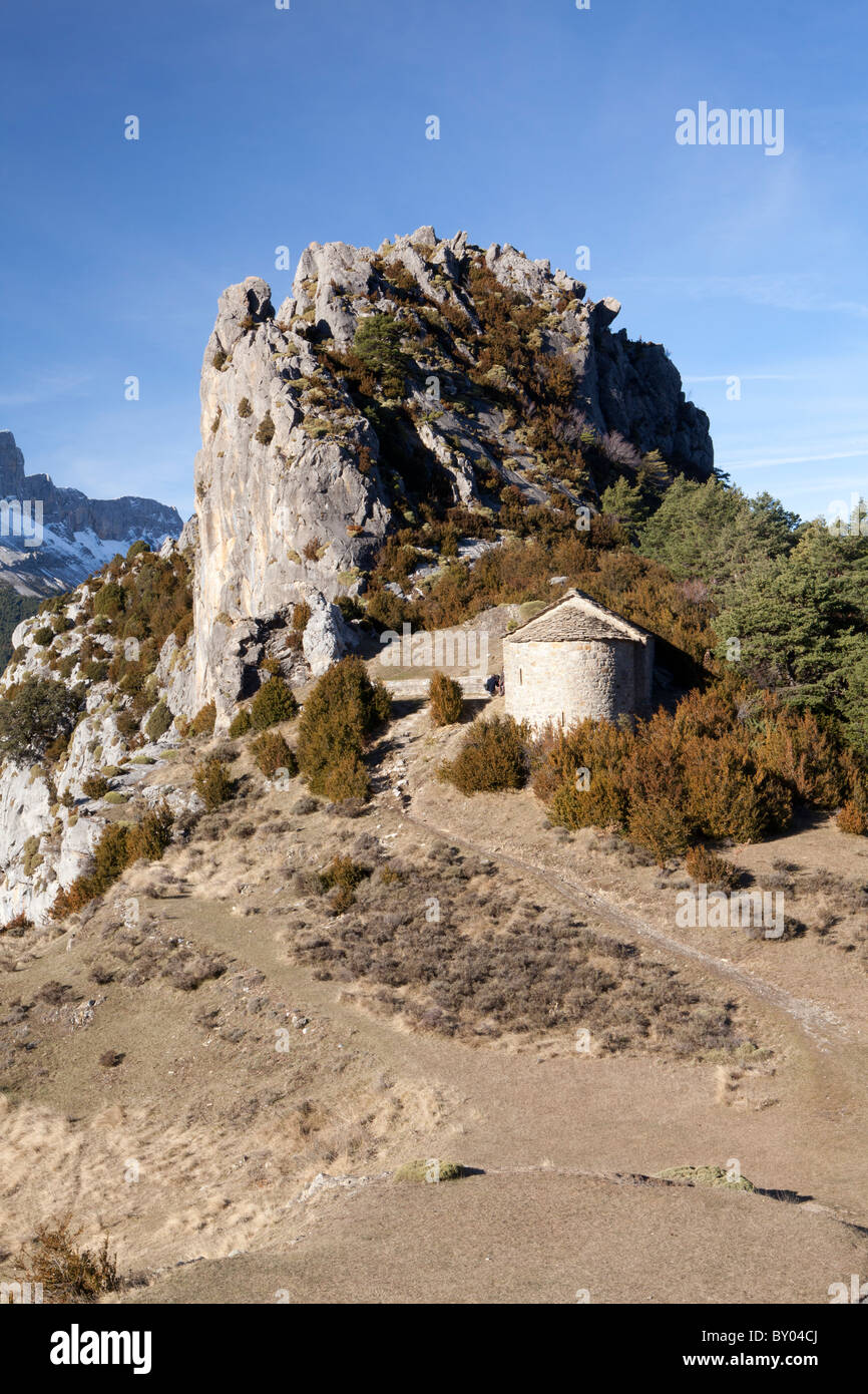 Hermitage of S. Juan and S. Pablo, Tella, National Park of Ordesa and Monte Perdido, Huesca, Spain Stock Photo