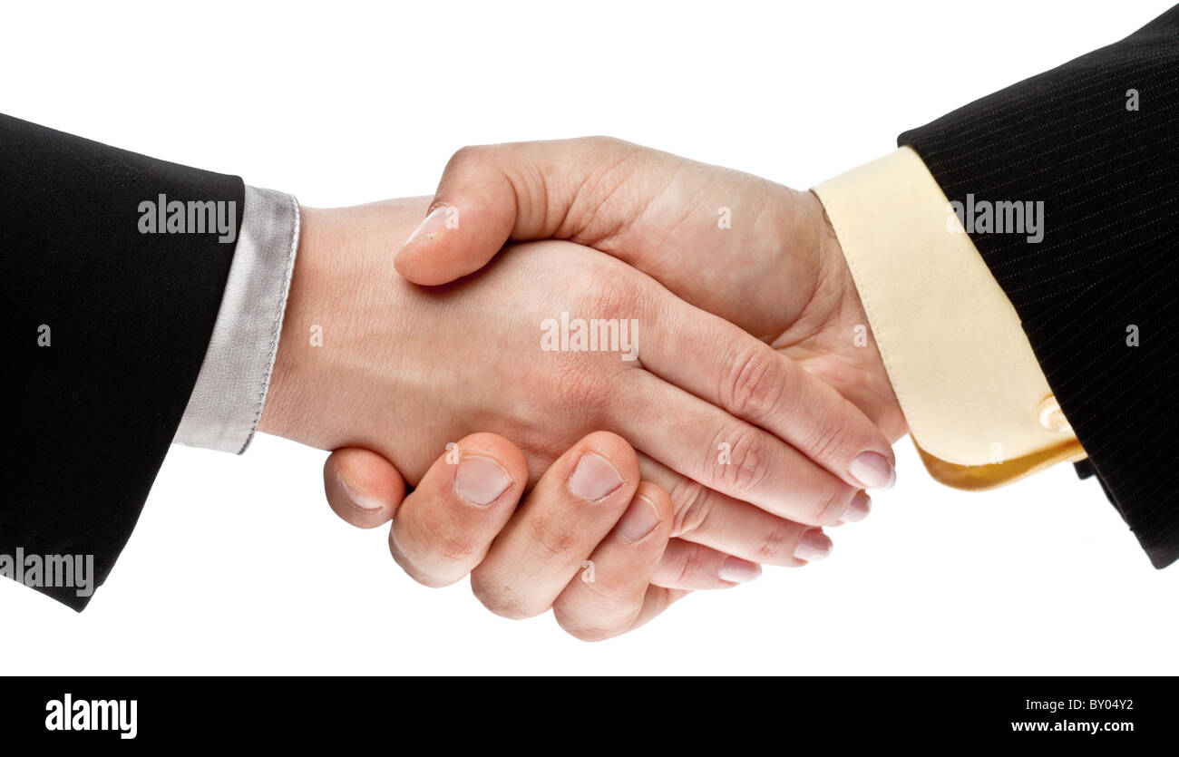 handshake isolated on white background Stock Photo