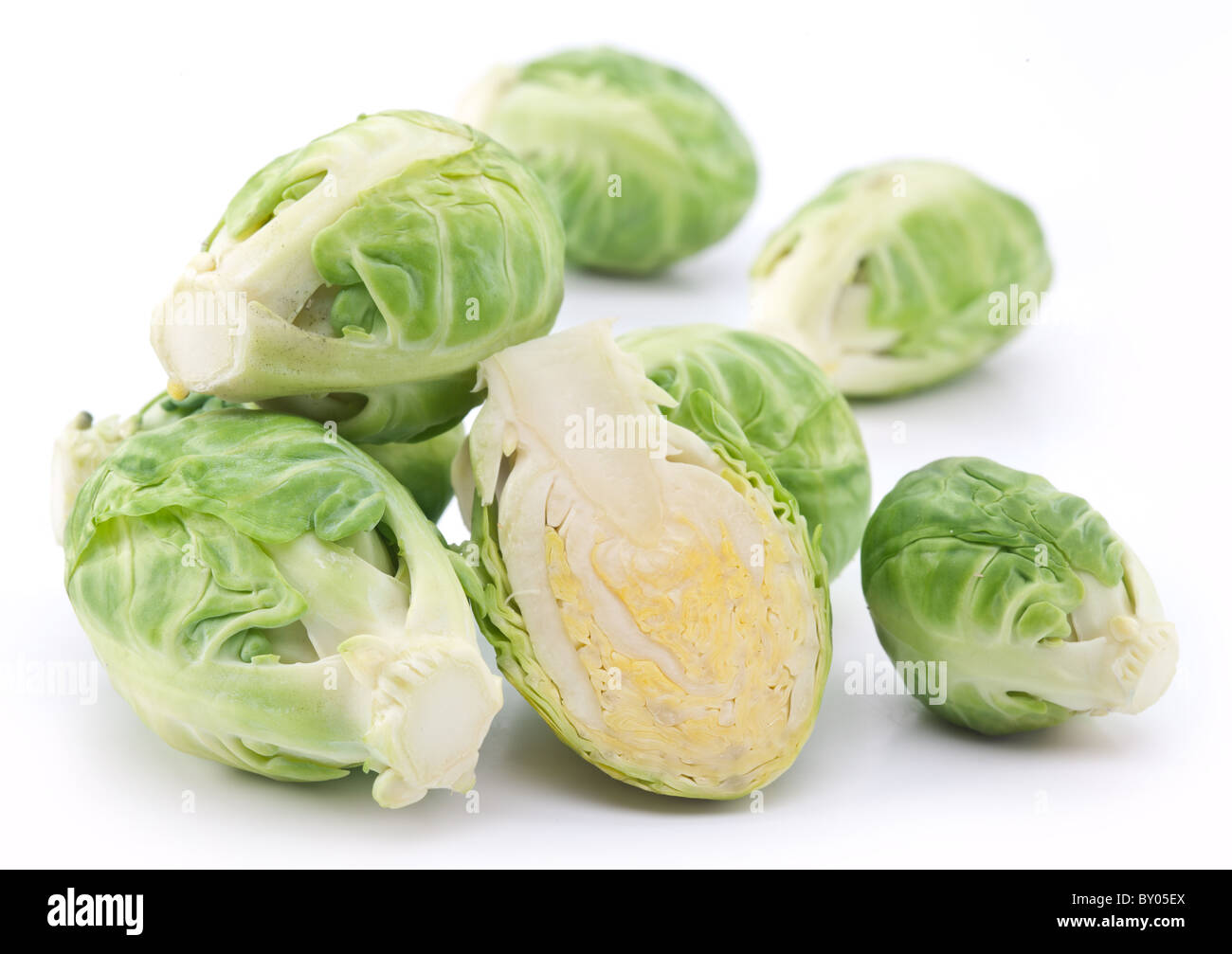 Brussels sprouts on a white background Stock Photo