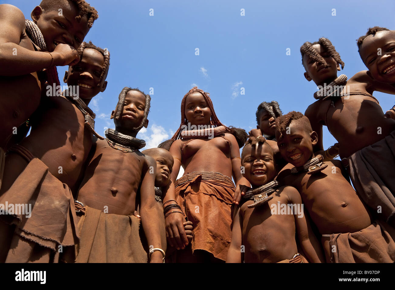 Himba children, Kaokoland, Namibia Stock Photo