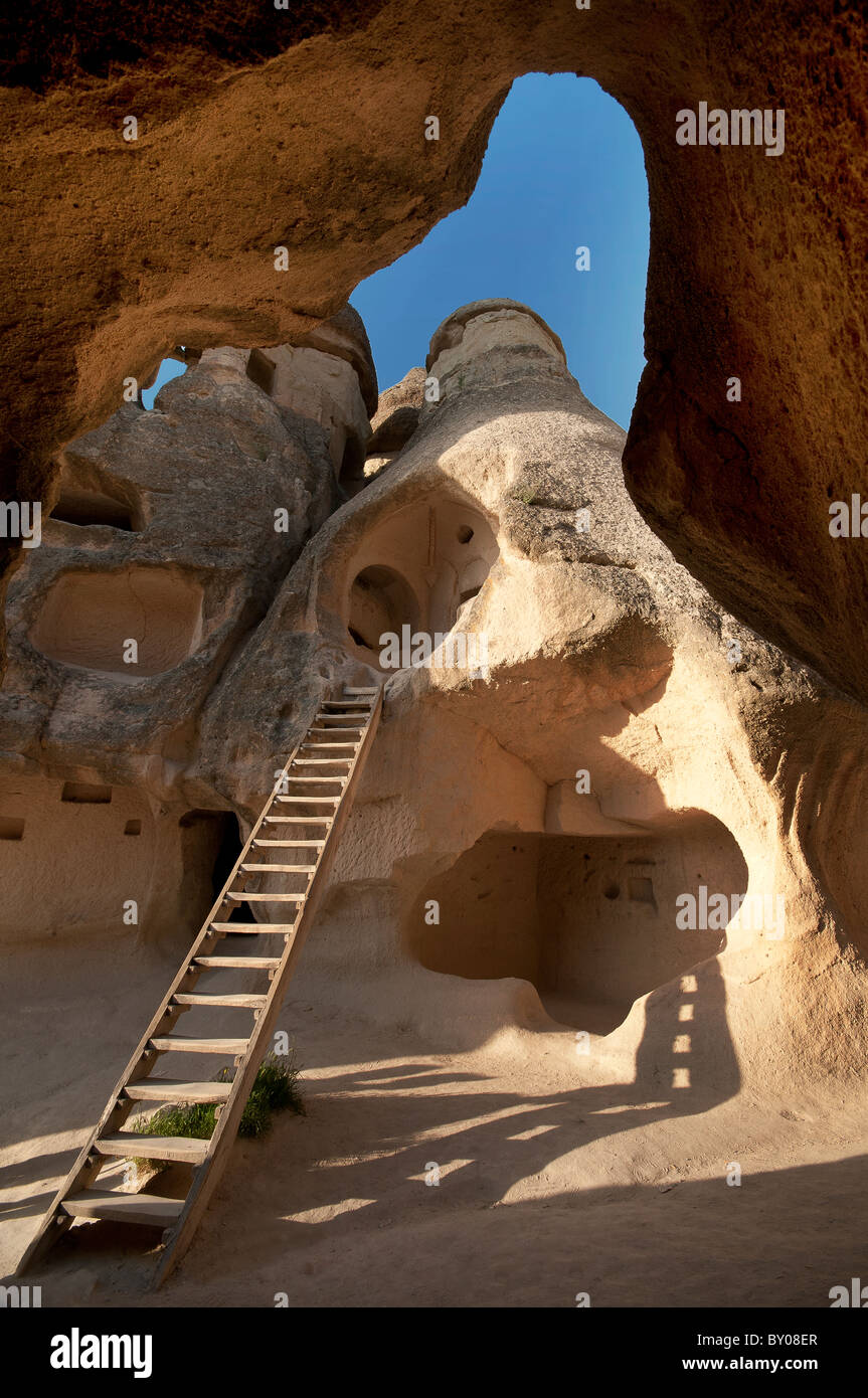 Rock carved church in Pasabag Cappadocia Turkey Stock Photo