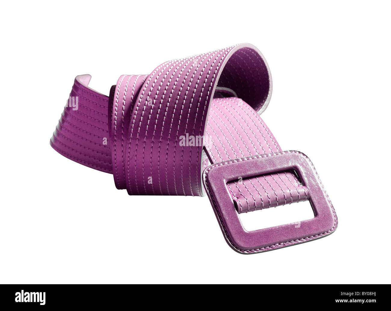A still life shot of a purple leather belt Stock Photo