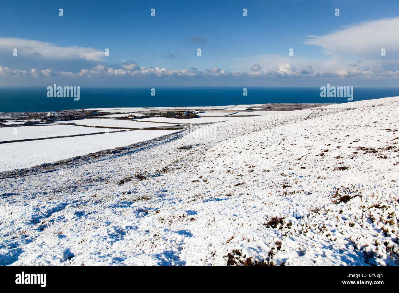 St Agnes Beacon; looking toward the coast; winter; Cornwall Stock Photo