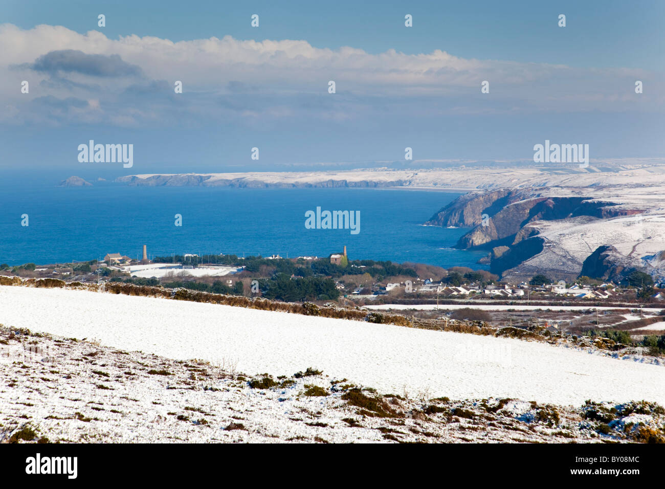 St Agnes Beacon; looking toward the coast; winter; Cornwall Stock Photo