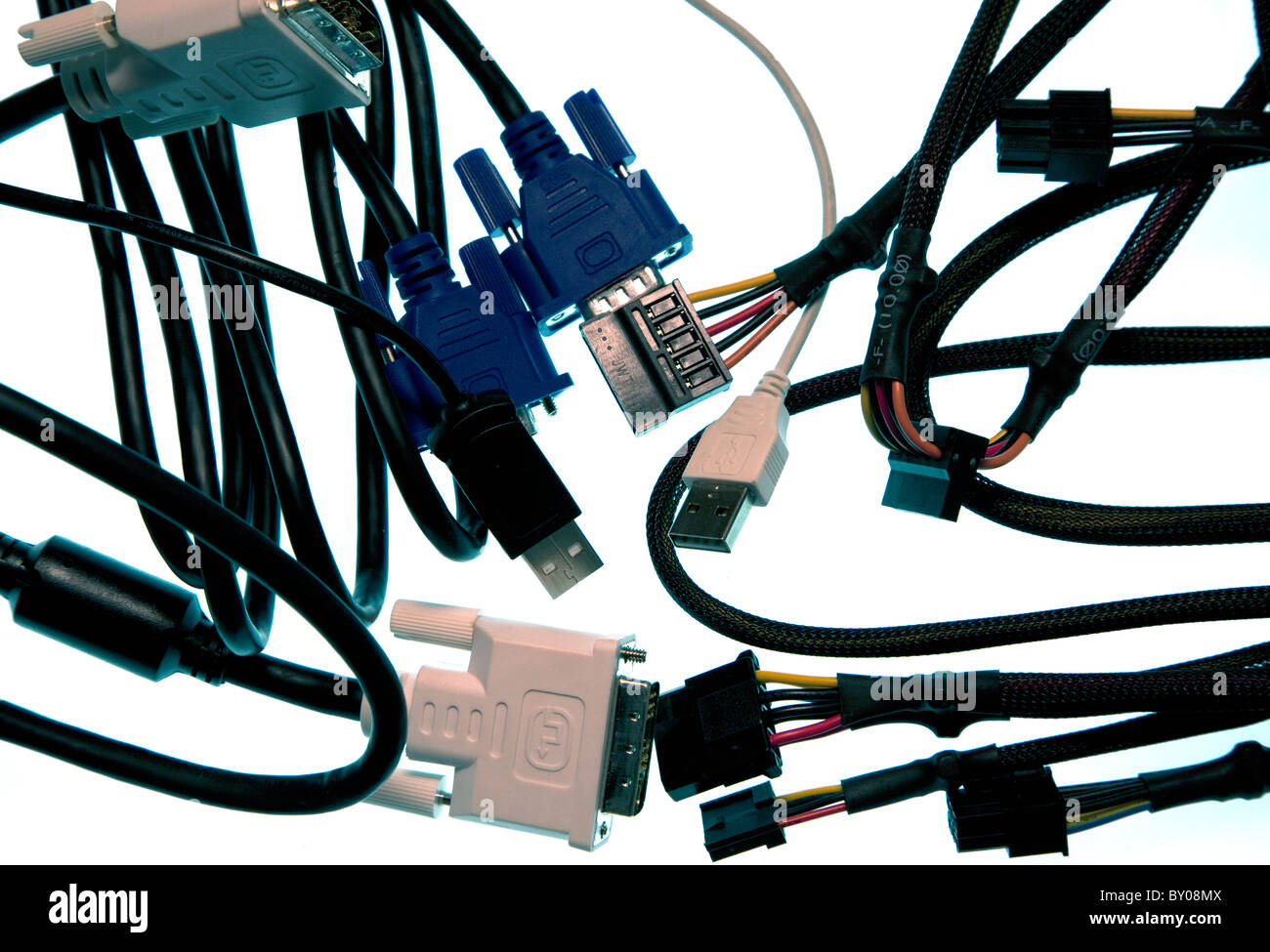 Computer and printer cables, London Stock Photo Alamy