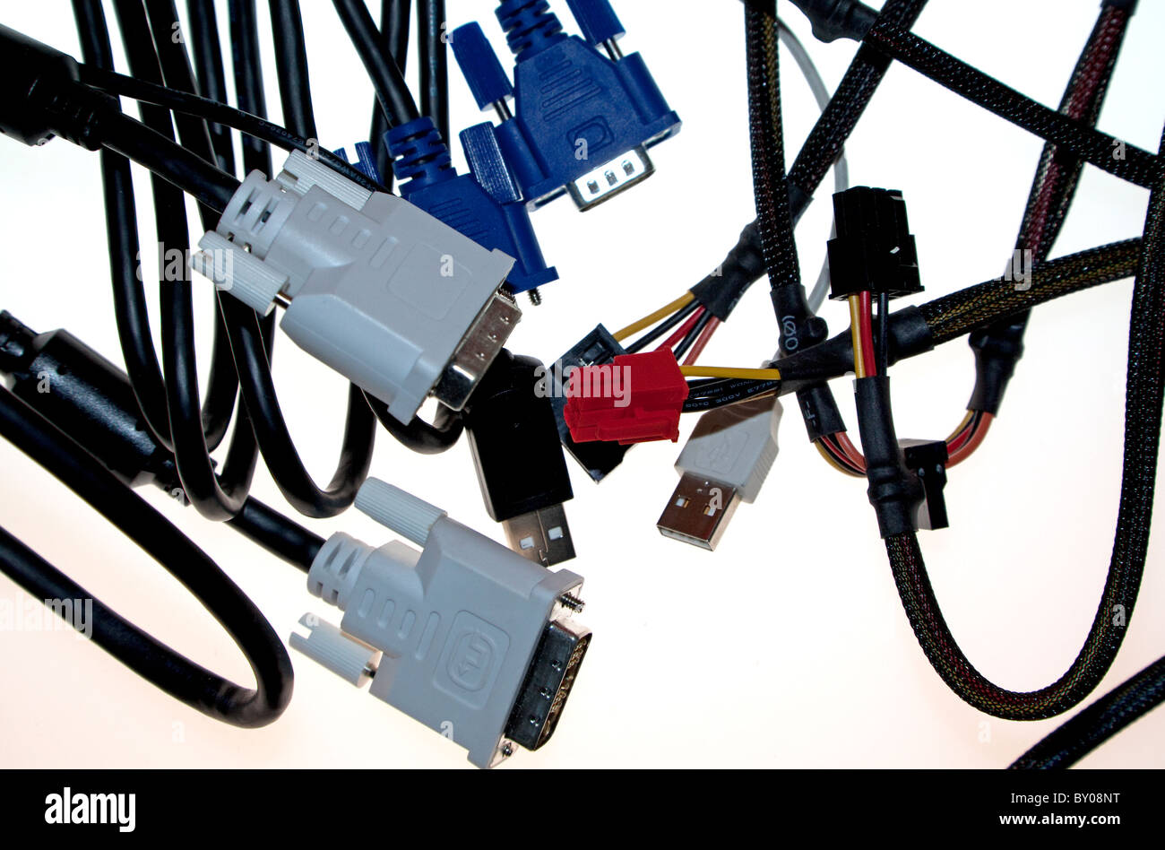 Computer and printer cables, London Stock Photo Alamy