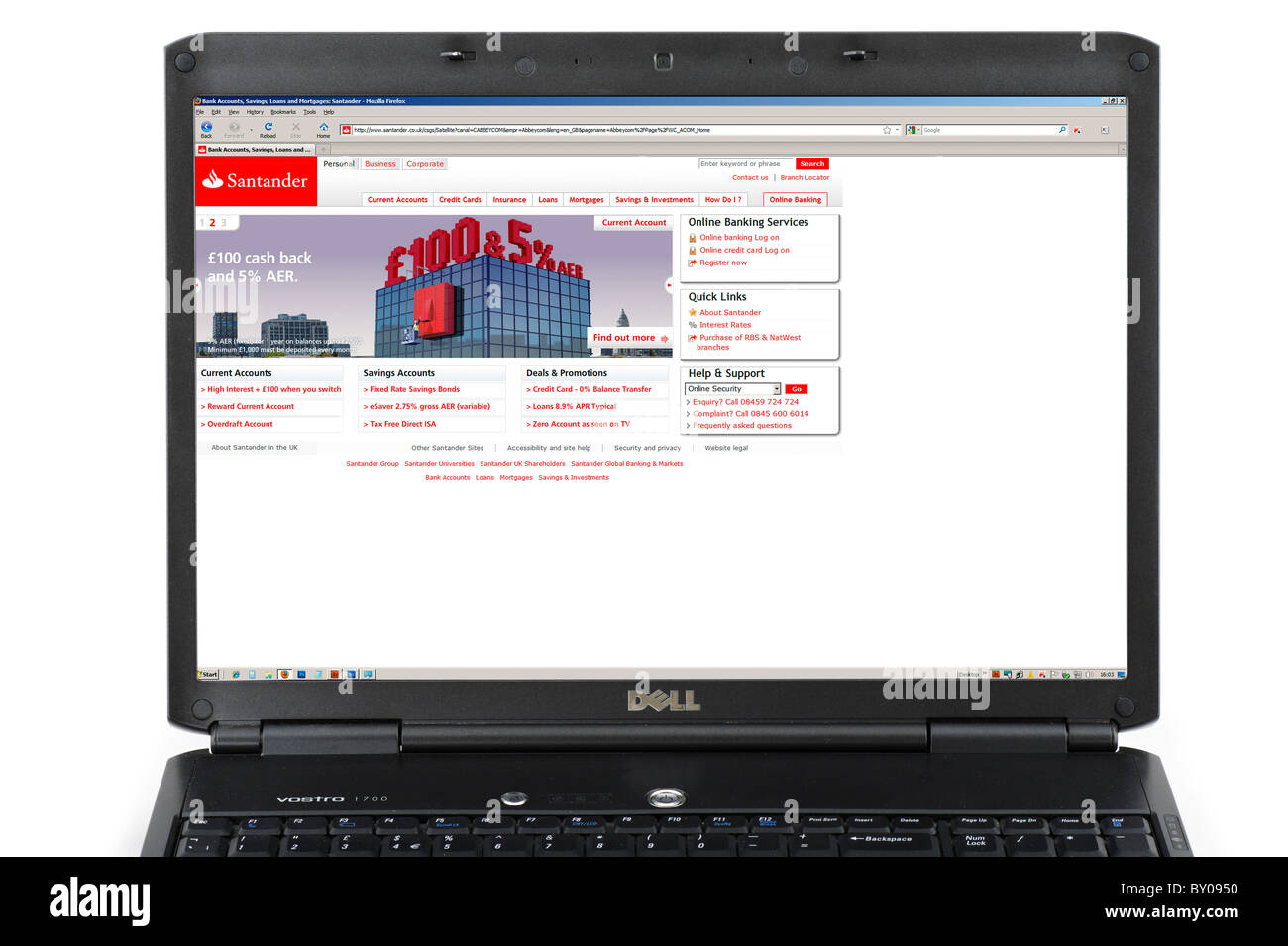 Browsing the Santander Bank site on a Laptop Computer, UK Stock Photo