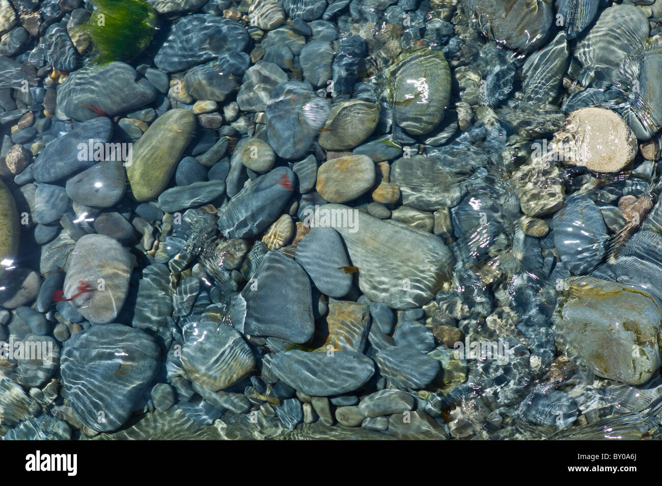 Tidal Rocks Tidal sea water covers rocks and stone shingle, Kilkee, County Clare ...