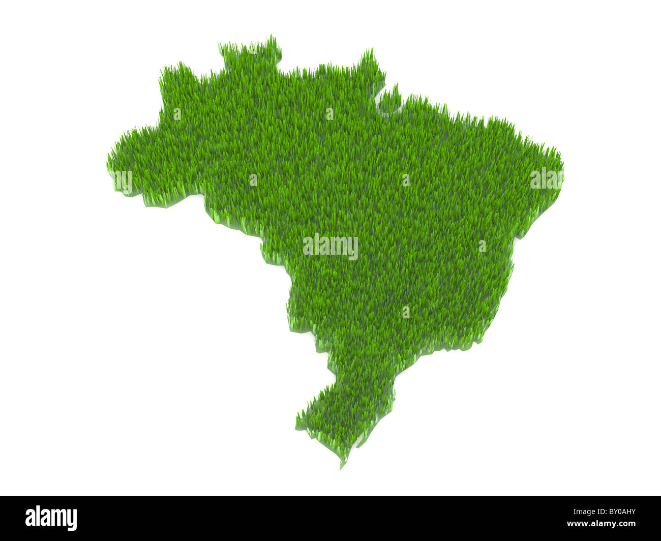 green brasil nation map with grass 3d illustration Stock Photo