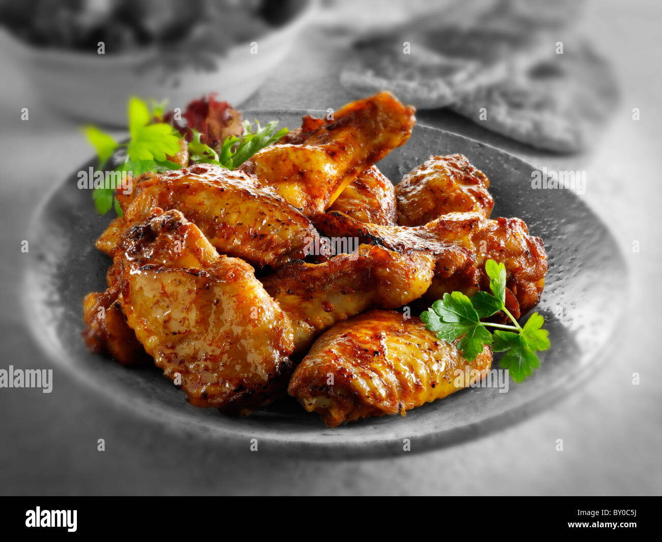 Traditional barbecue Chicken wings Stock Photo