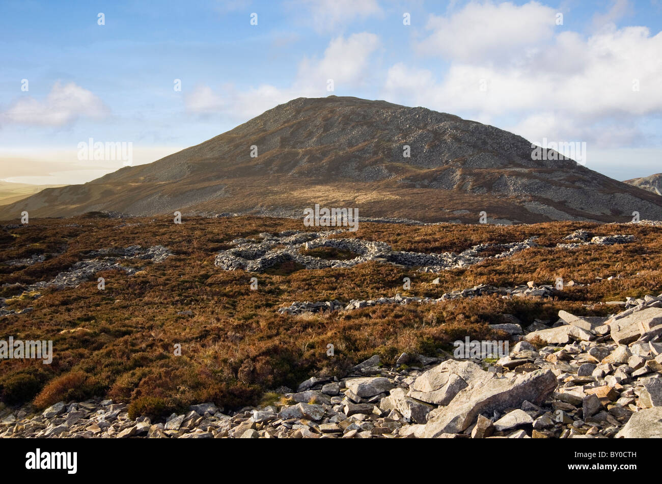 Hut circles at Tre'r Ceiri Iron Age fort on Yr Eifl on Lleyn Peninsula