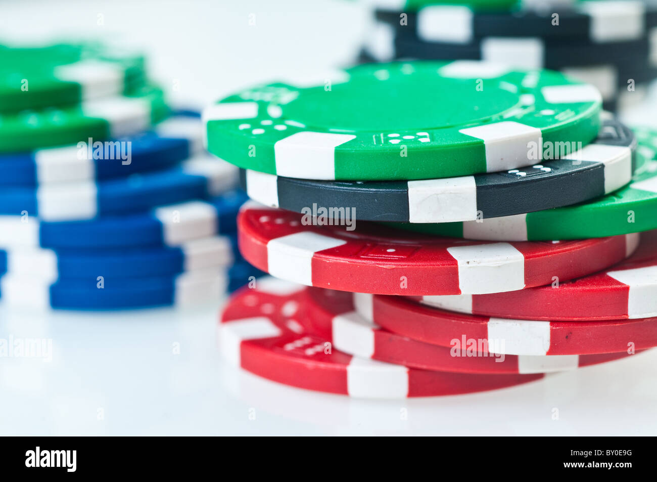 stack of poker color chips Stock Photo Alamy