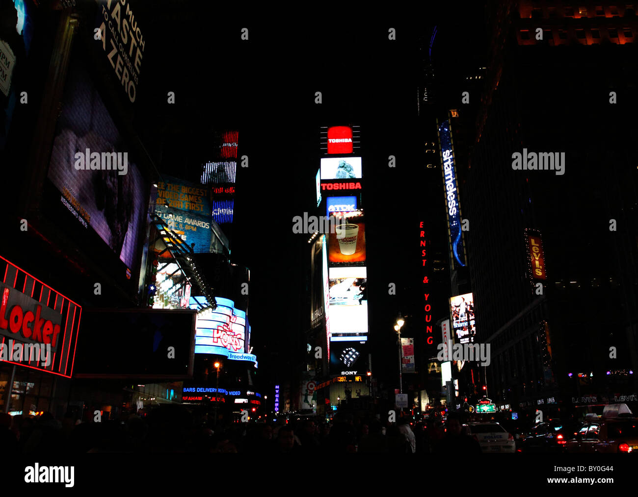 Times Square at night, Manhattan, New York City Stock Photo