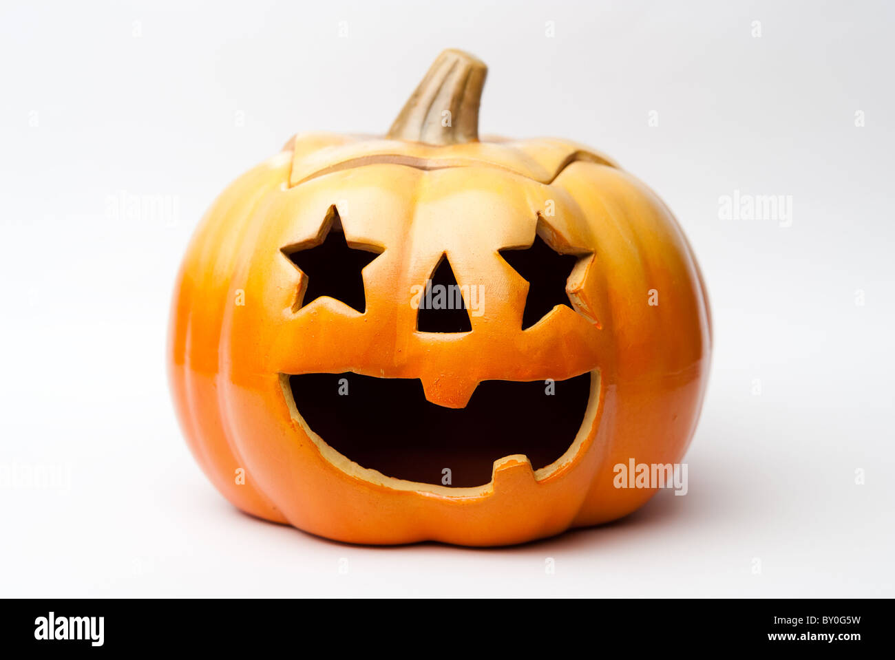 An orange halloween pumpkin with white background Stock Photo