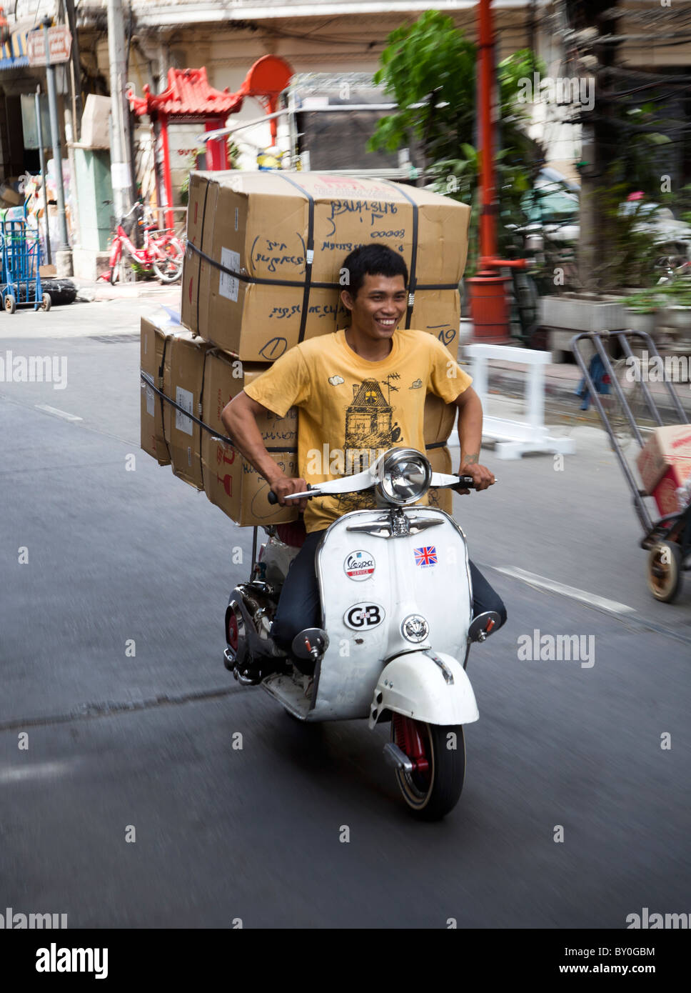 Vintage Vespa Delivery Chinatown Bangkok Thailand Stock Photo - Alamy