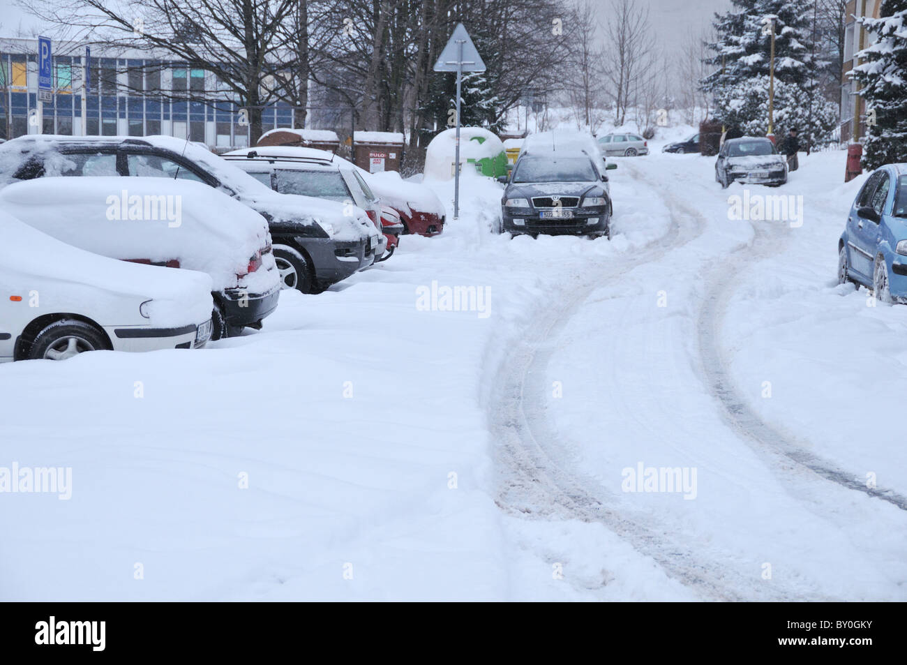 Dangerous road condition in winter Stock Photo Alamy