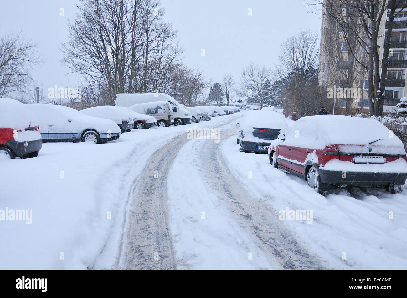 Dangerous road condition in winter Stock Photo Alamy
