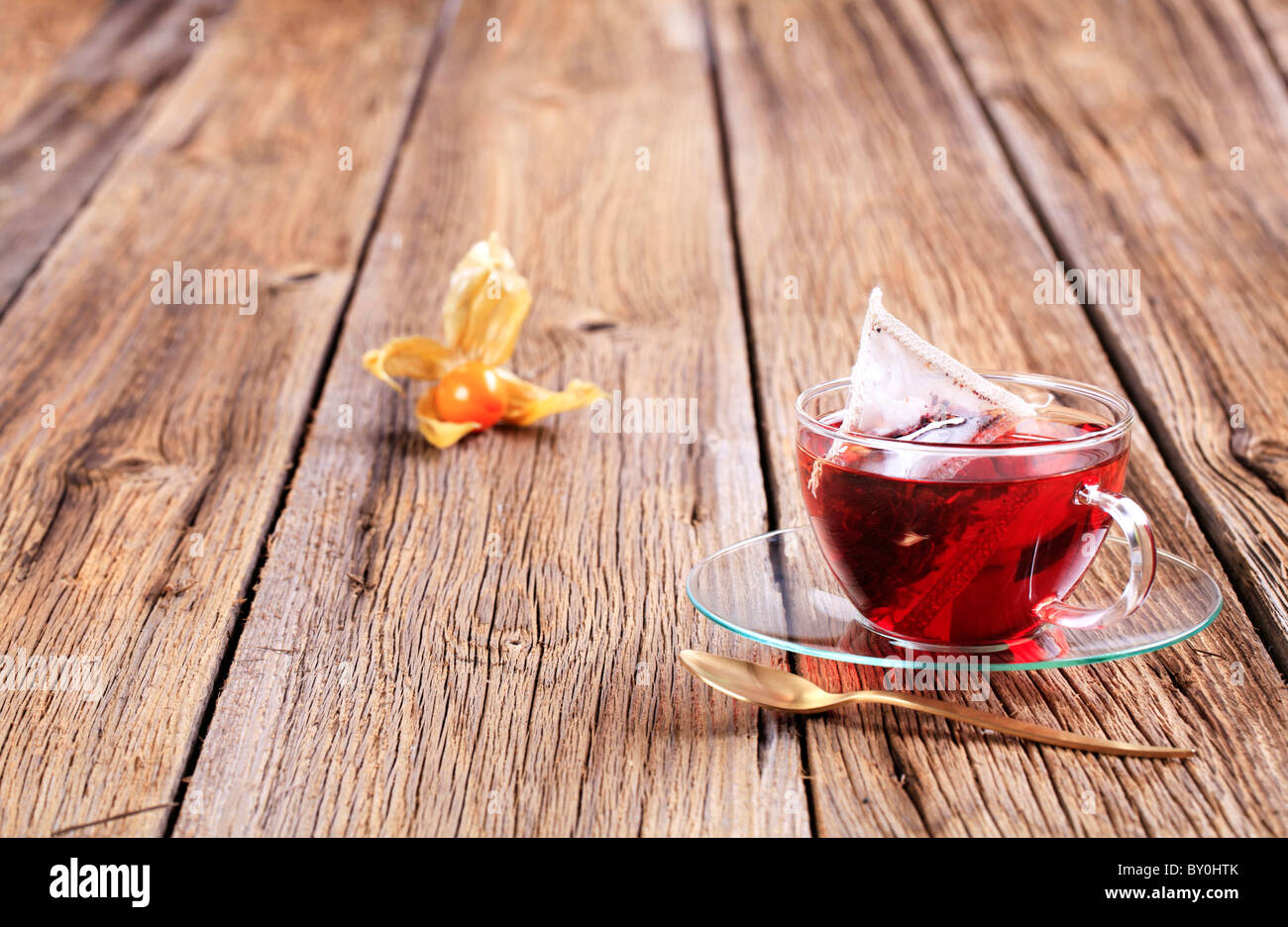Fruit tea in a glass cup Stock Photo Alamy