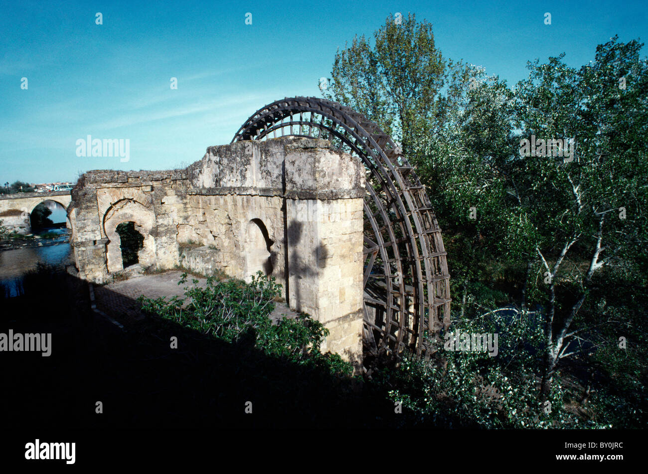 Cordoba Andalusia Spain The Albolafia Medieval Noria (Waterwheel) Stock Photo