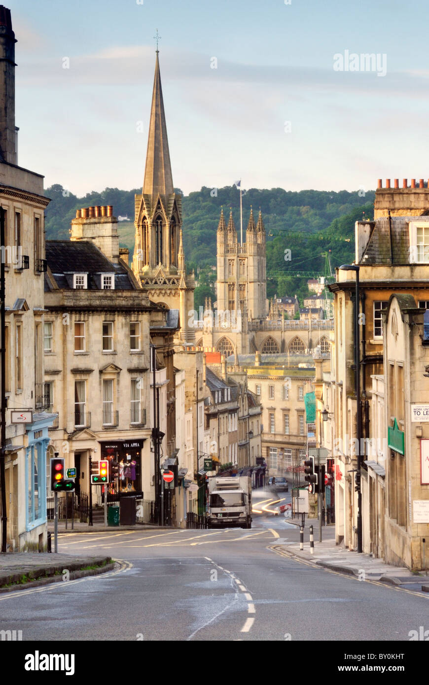 lansdown Road Bath Somerset UK, st michael's church in the distance Stock Photo