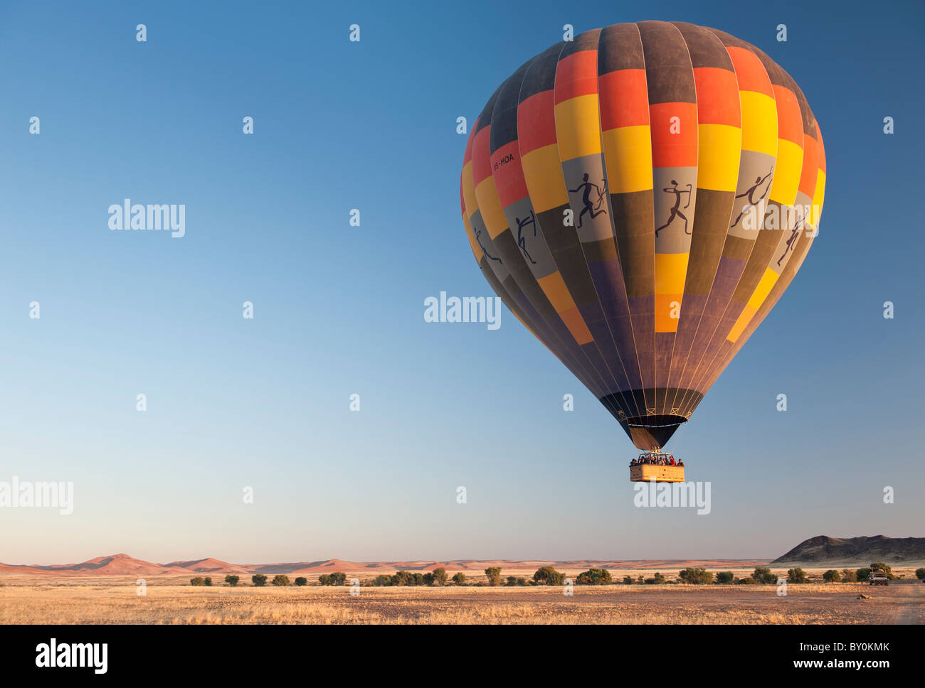 Hot air balloon flight in Namib-Naukluft Park, central Namibia. Stock Photo
