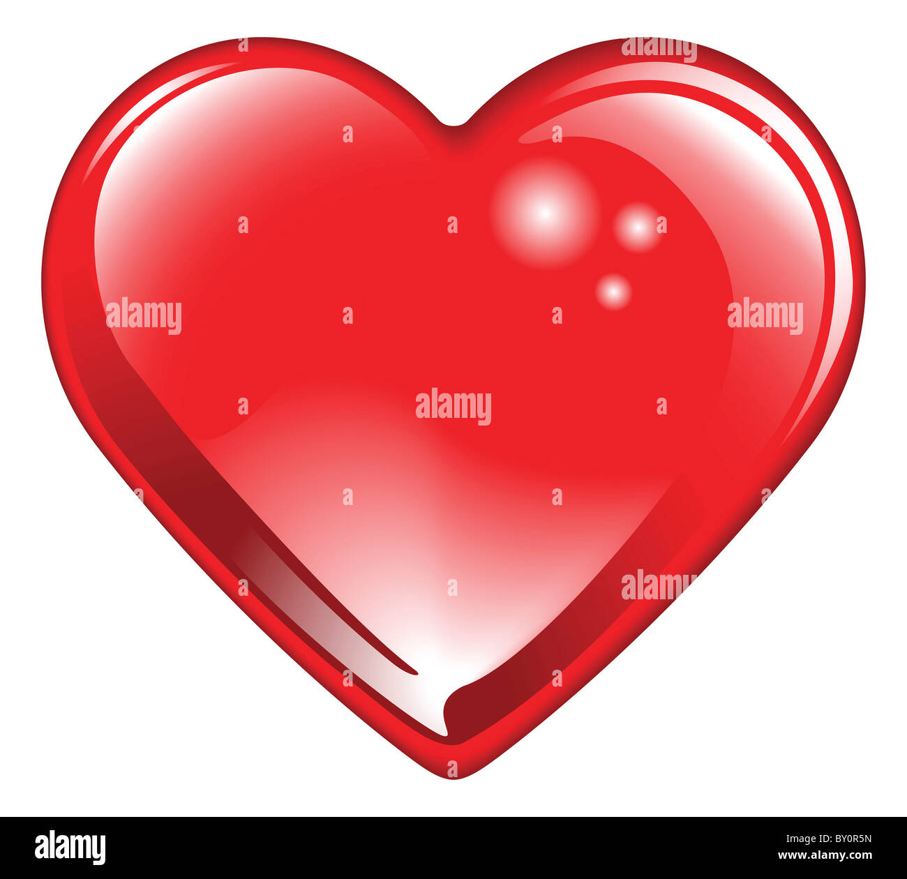 Isolated shiny glossy red valentines day heart. Classic symbol of ...