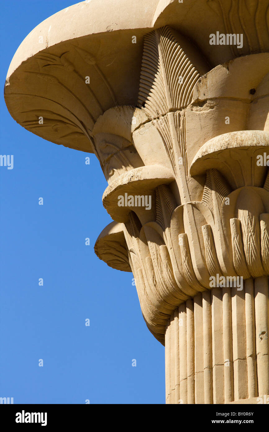 Philae Temple, Egypt- column of Trajan's Kiosk Stock Photo