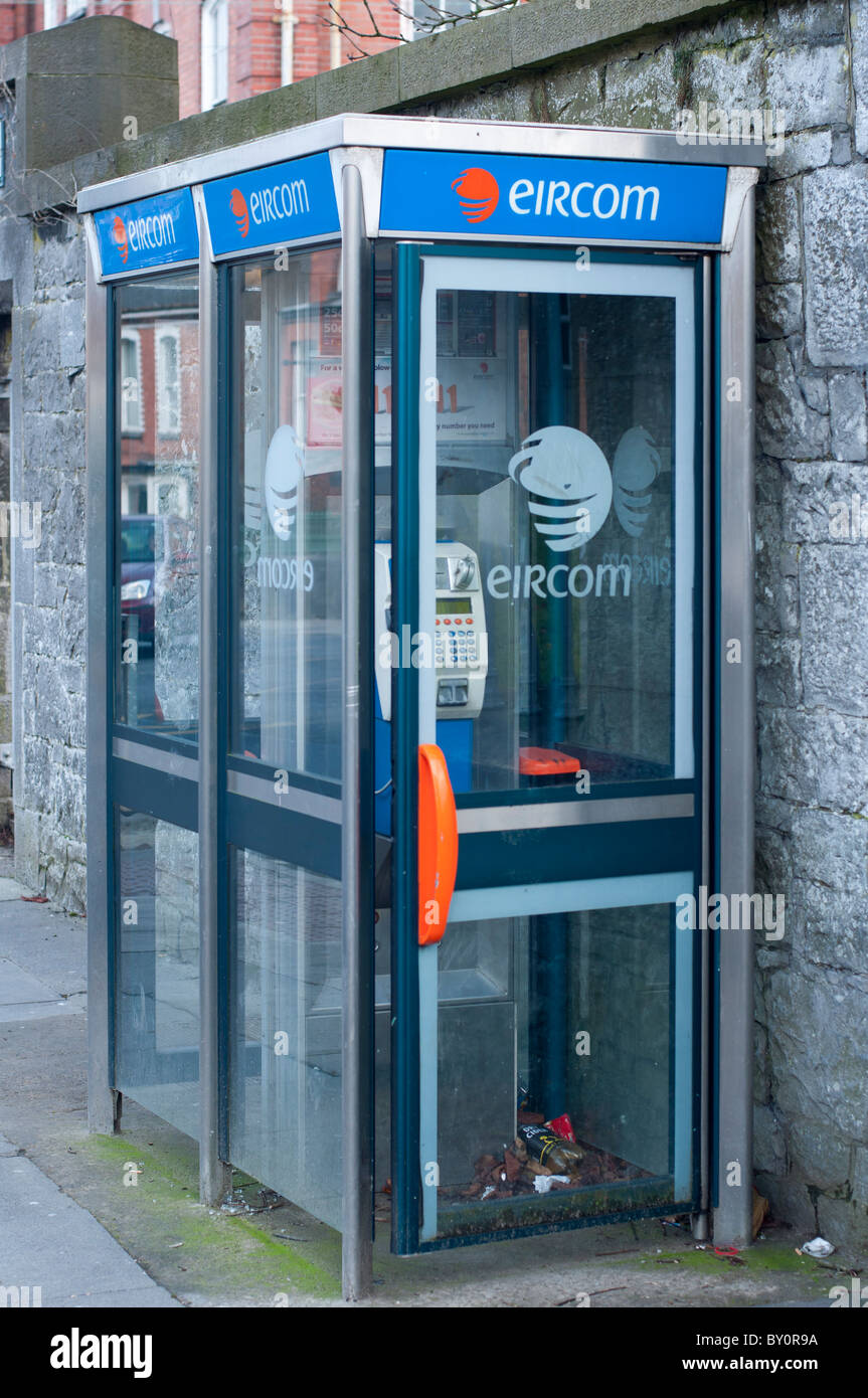 EIRCOM phone box in Limerick, Republic of Ireland Stock Photo