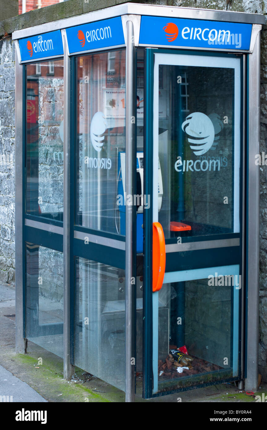 EIRCOM phone box in Limerick, Republic of Ireland Stock Photo