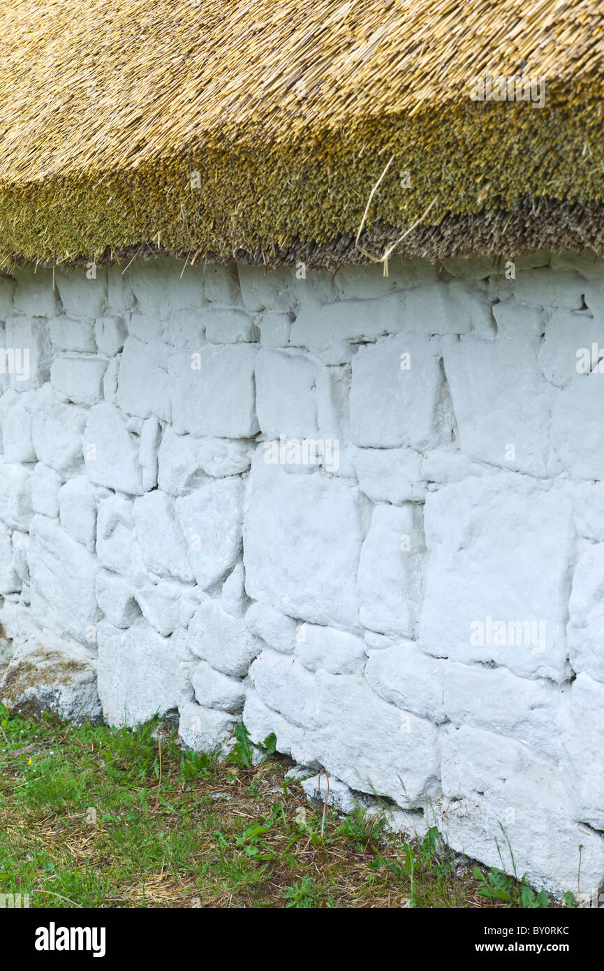 Thatching at home of Patrick Pearse, Irish rebel leader, now a National Monument in Connemara, County Galway, Ireland Stock Photo