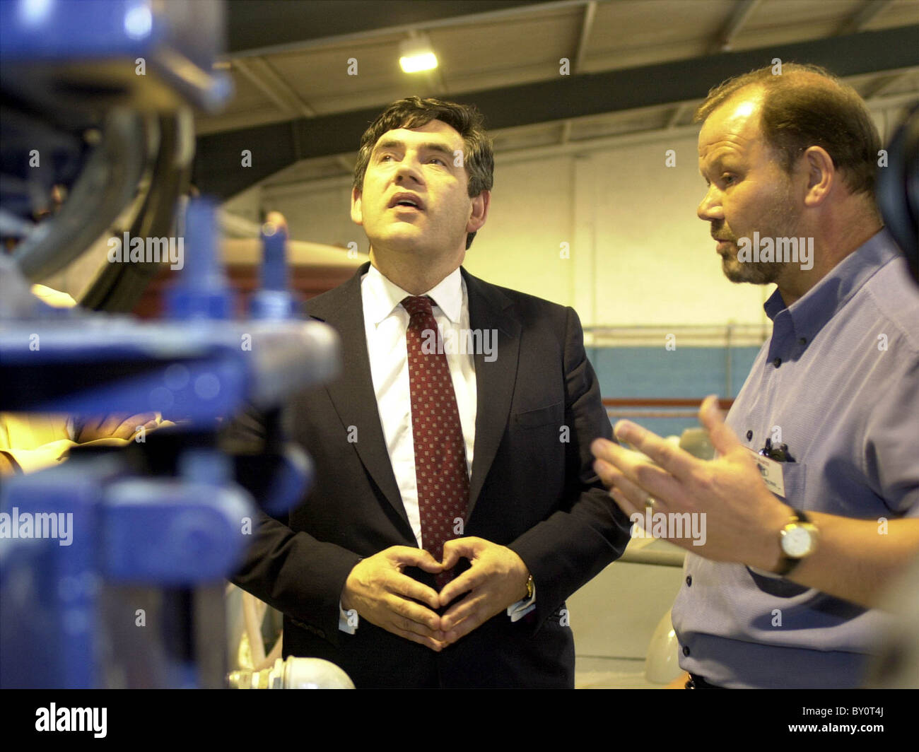 Gordon Brown ex-prime minister visits factory's and Raith Rovers football ground. Stock Photo
