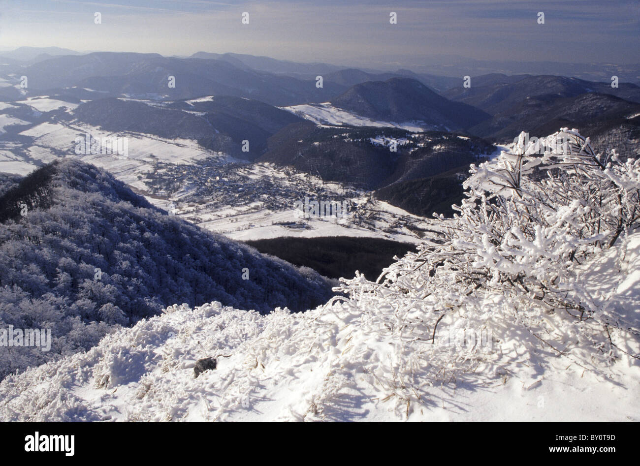 Strazov Summit view from the Strazov, mountain in the Strazovske vrchy, down to ...