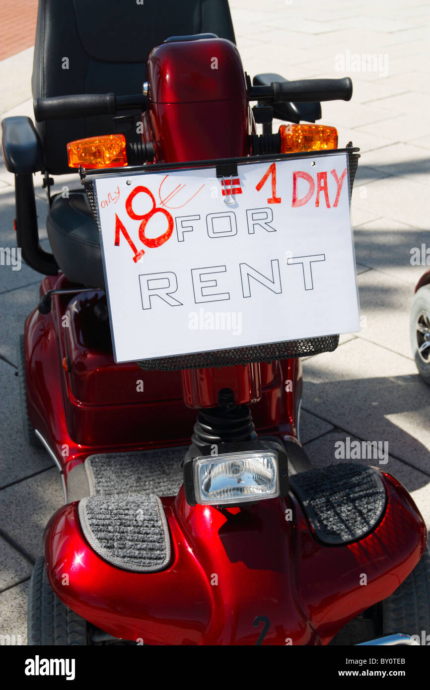 Mobility scooter hire point near cruise ship in Las Palmas, Gran