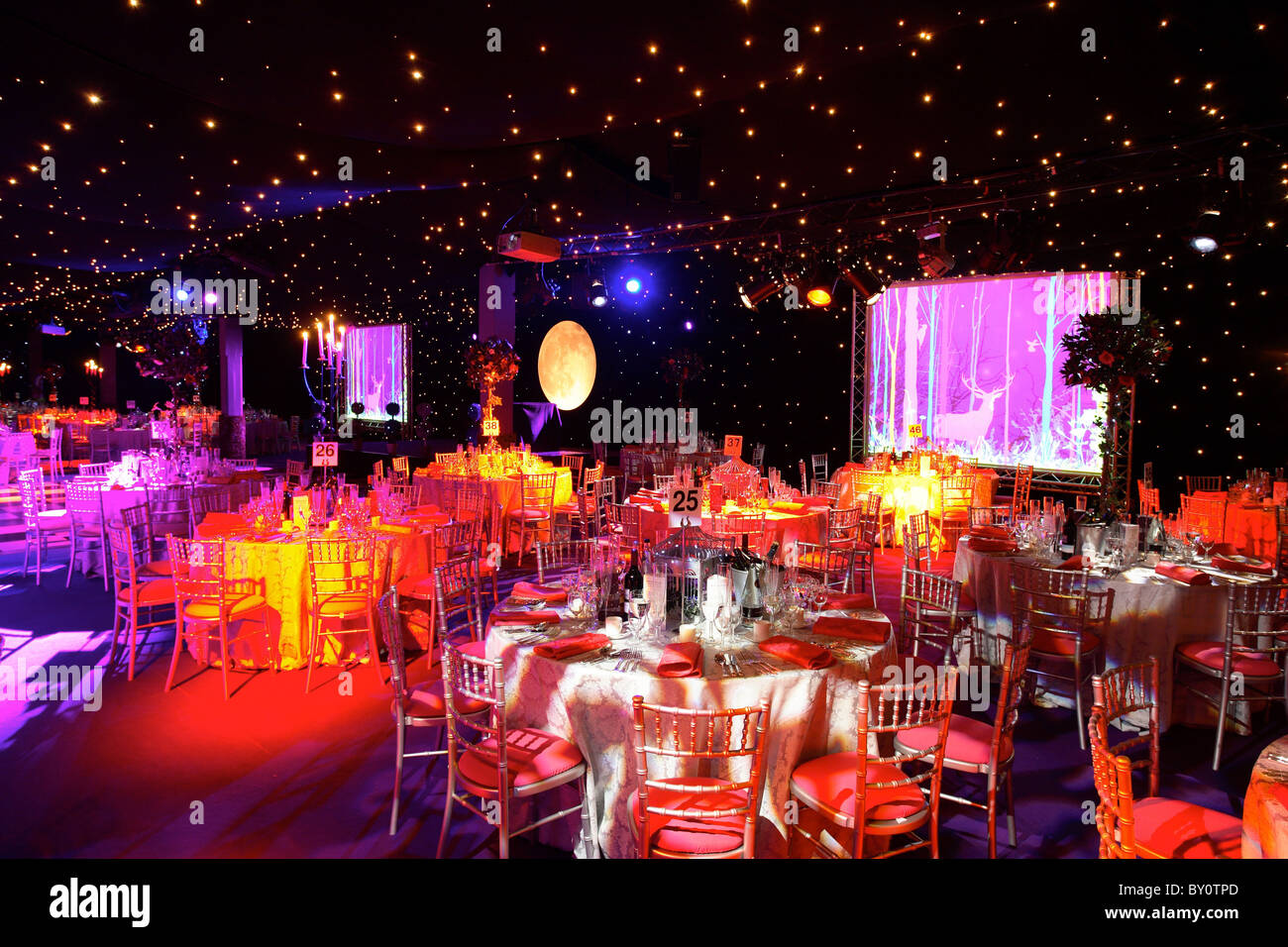 large ballroom set up for party Stock Photo Alamy