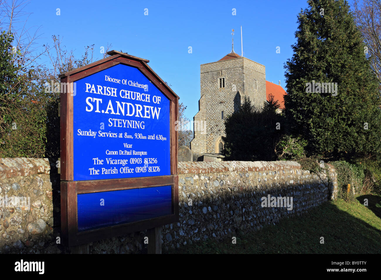 St Andrew's Parish Church in Church Street, Steyning, West Sussex, England UK. Stock Photo