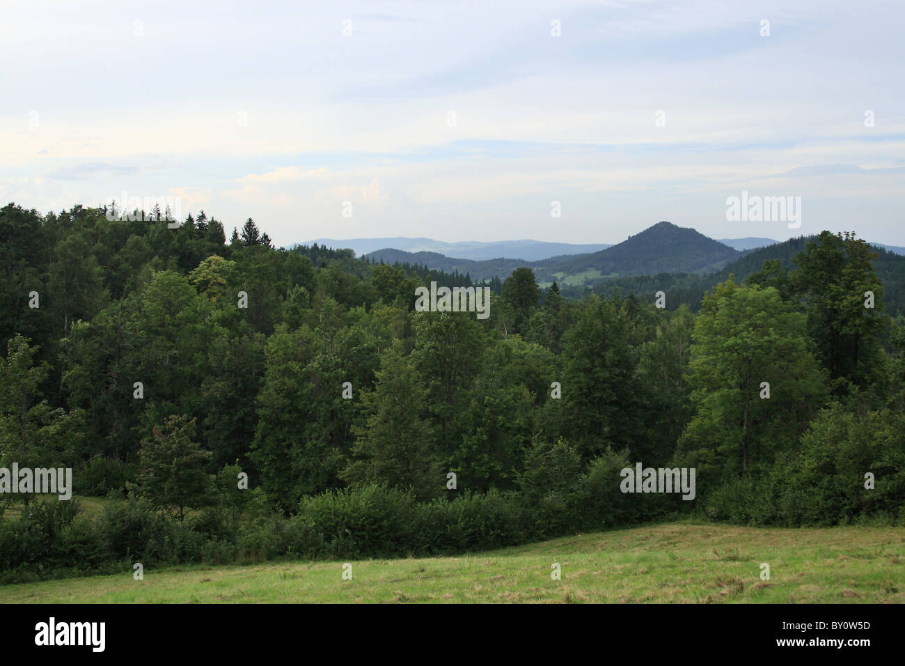 The Rudawy Janowickie - a mountain range in Western Sudetes in Poland. Stock Photo
