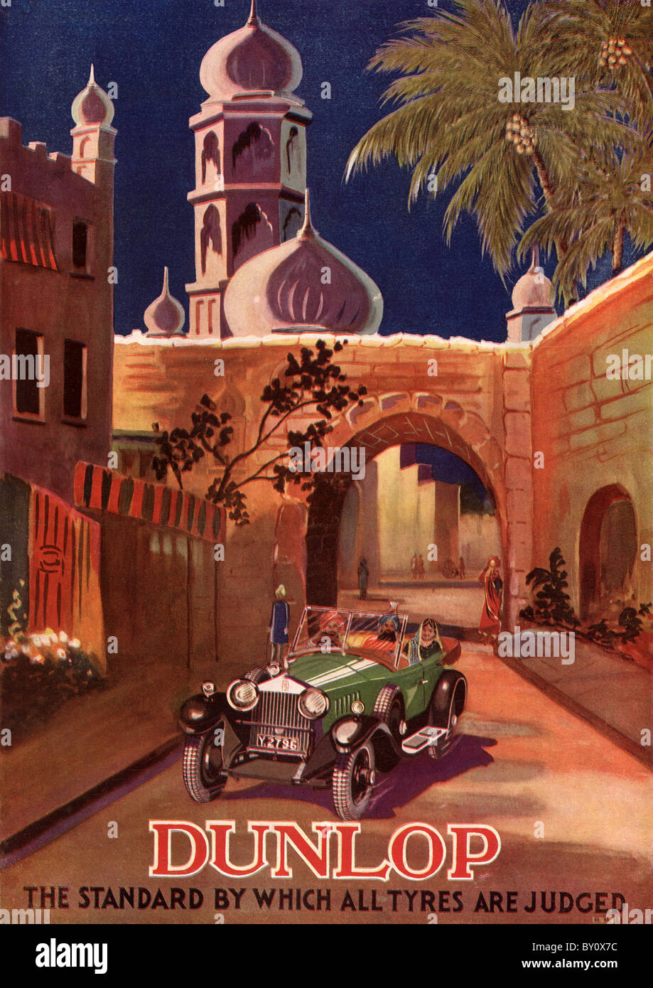 20s advert for Dunlop tyres in India circa 1929 Stock Photo