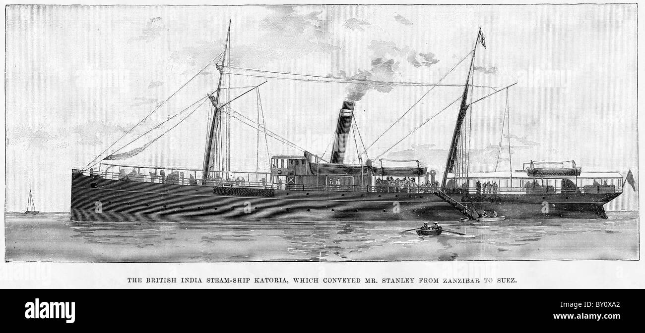 British India steamship Katoria which conveyed explorer Sir Henry Morton Stanley from Zanzibar to Suez circa 1890 Stock Photo