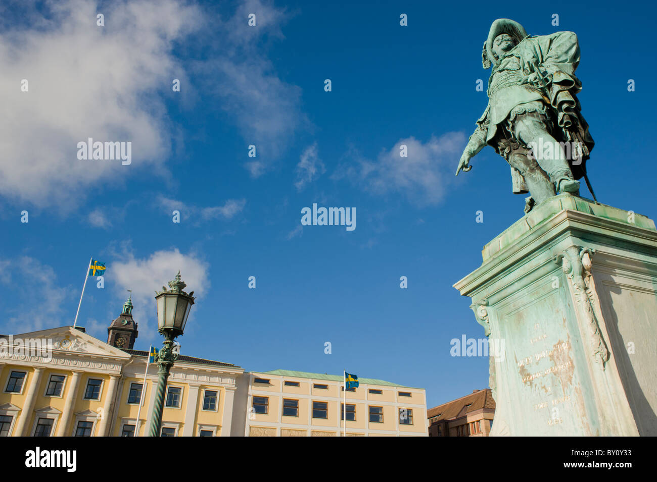 Statue of King Gustavus Adolphus of Sweden, in Gustavus Adolphus Square, Gothenburg. (Digitally altered; see image description) Stock Photo