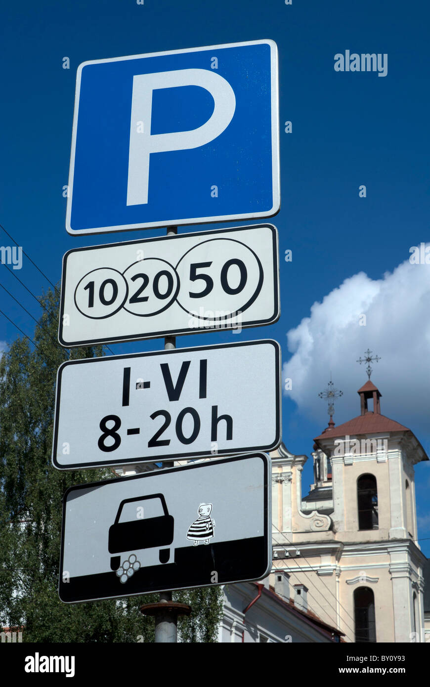 Parking sign in Vilnius, Lithuania Stock Photo Alamy