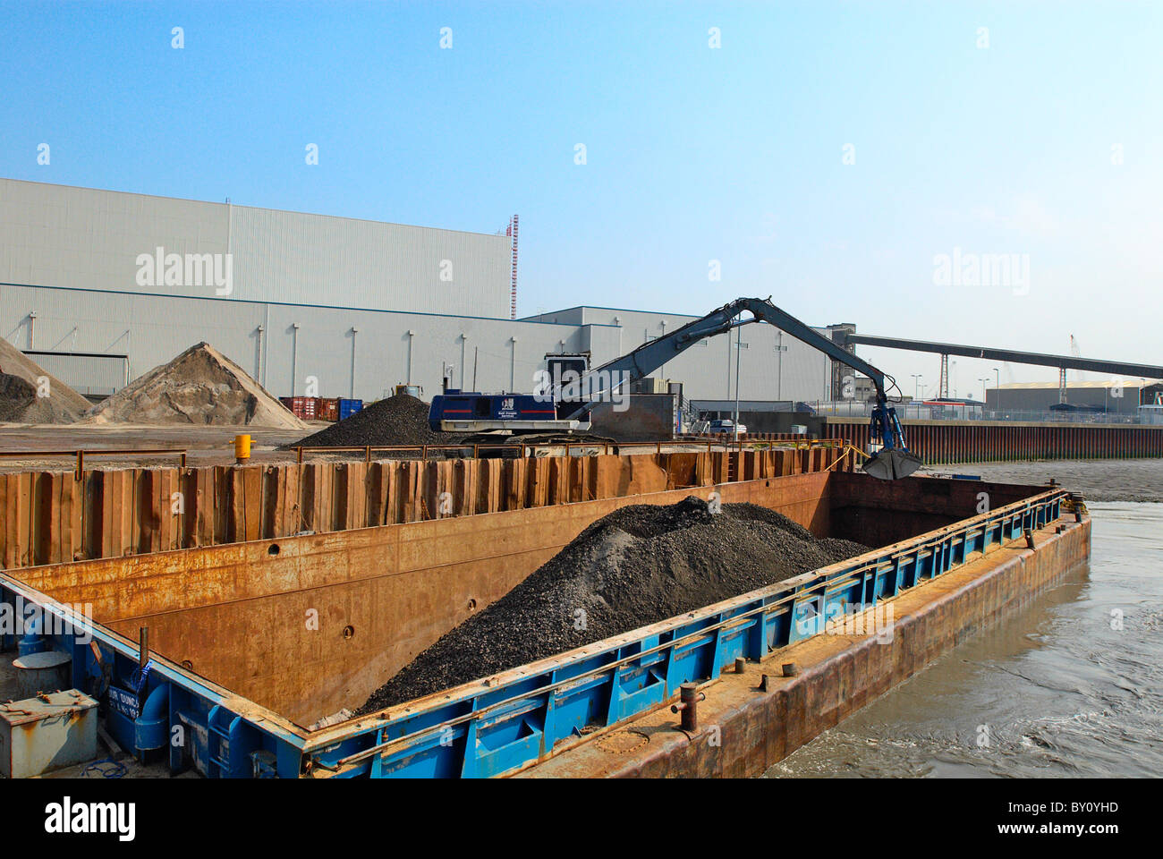 Quarry with barge loading facility Kent UK Stock Photo Alamy