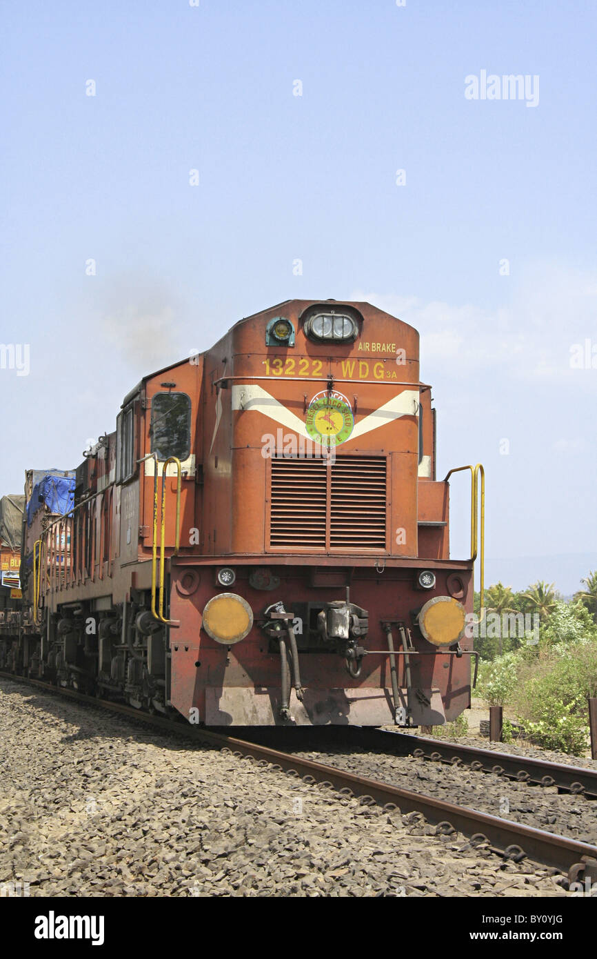 Diesel Locomotive, Diesel Locomotive from Indian Railway, Near Ratnagiri. Stock Photo